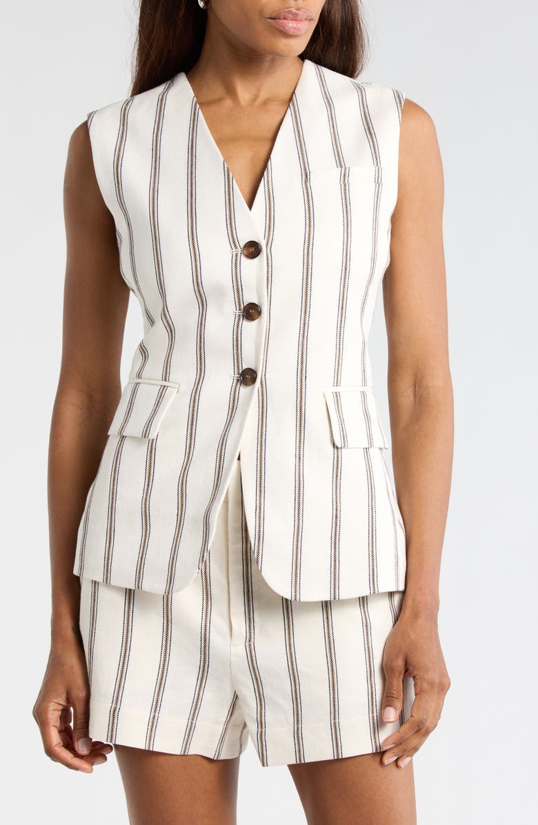 A.L.C. Noa Stripe Vest, Main, color, Cream Stripe