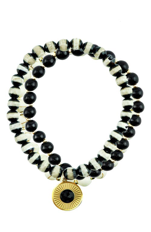 Panacea Set Of 3 Beaded Stretch Bracelets In Black