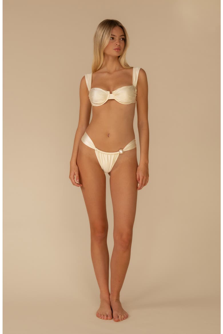 Cream Silkie Bella Underwire Satin Bikini Top, Alternate, color, CREAM SILKIE