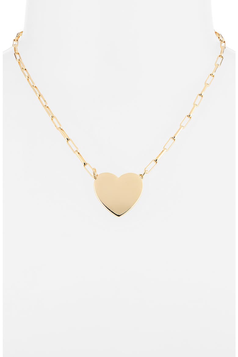 Heart Pendant Paper Clip Chain Necklace, Alternate, color, GOLD