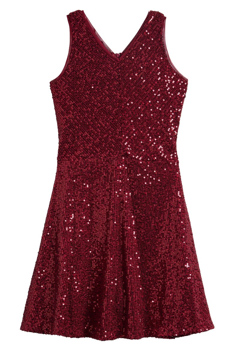 Kids' Sequin Sleeveless Dress, Main, color, RED