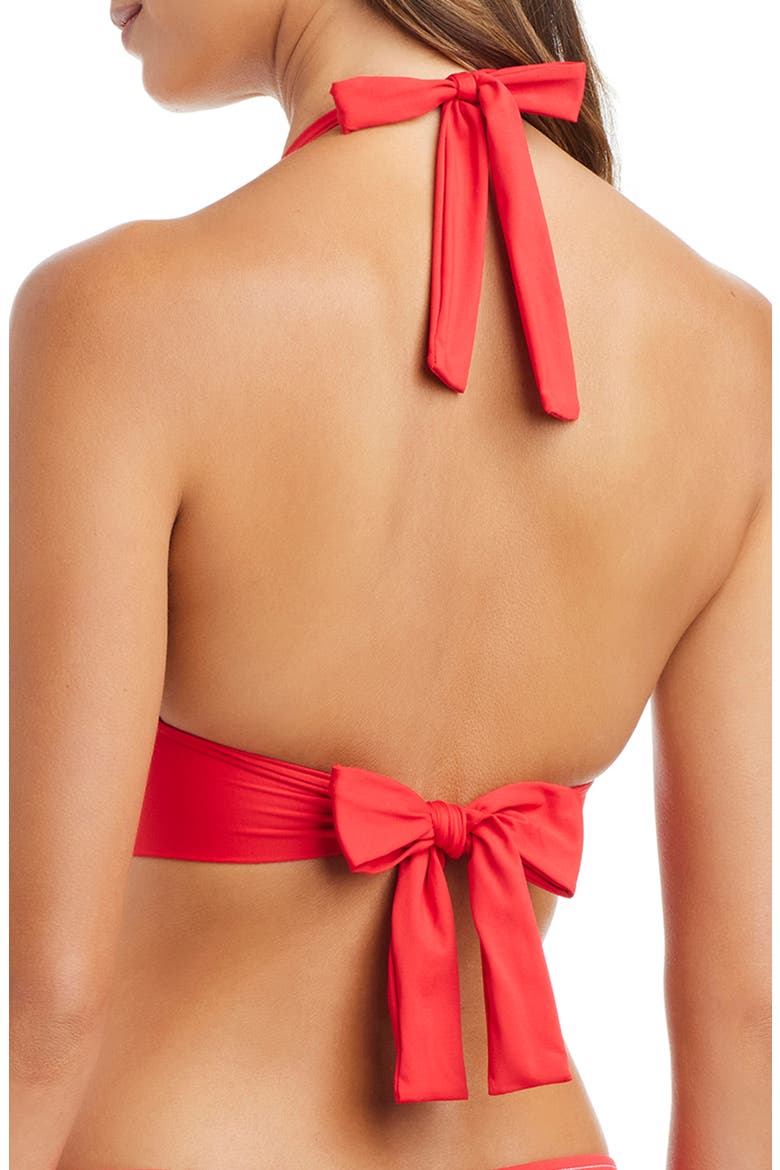 Contrast Stitch Halter Bikini Top, Alternate, color, GOLDEN GATE
