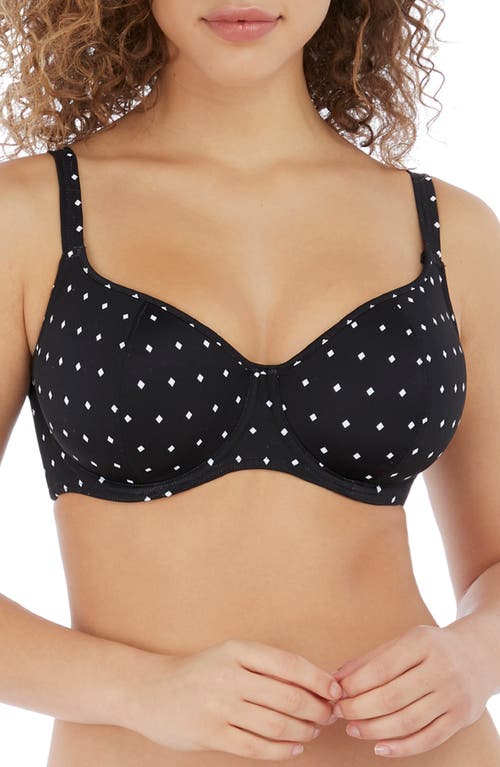 Freya Jewel Cove Underwire Sweetheart Padded Bikini Top in Black 