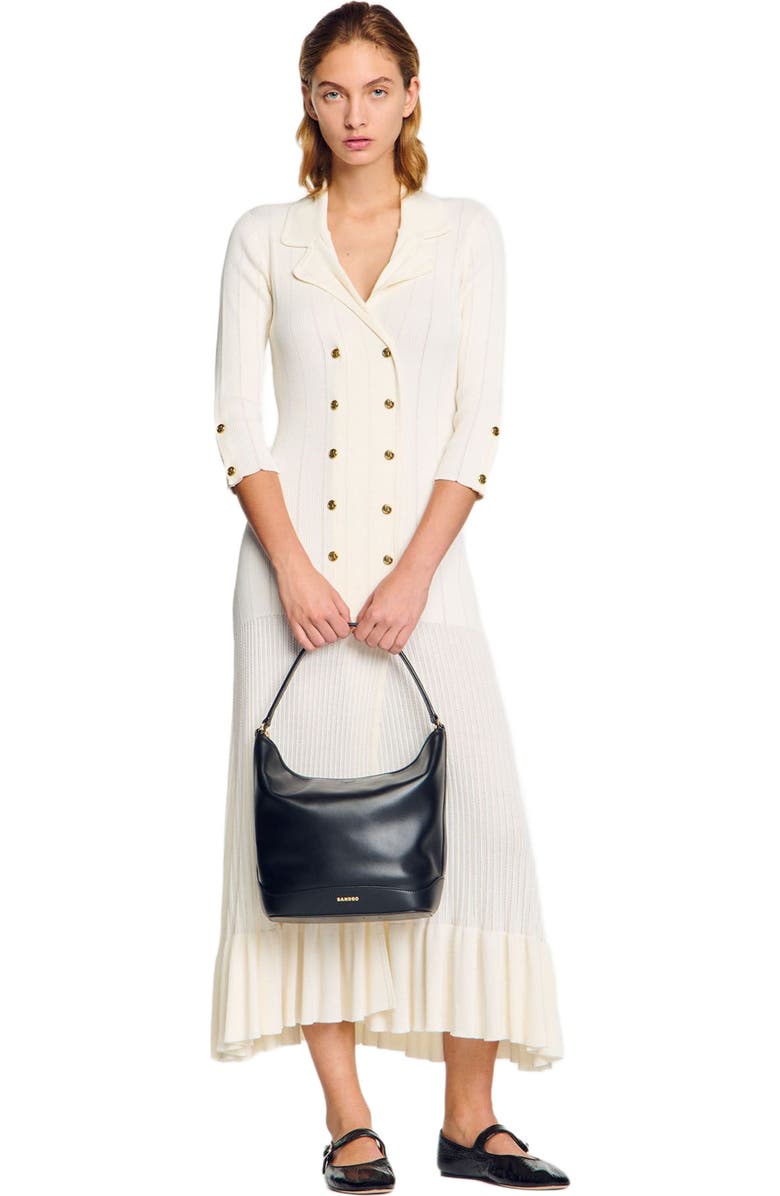 SANDRO Leather bucket bag TANGOSO, Alternate, color, Black