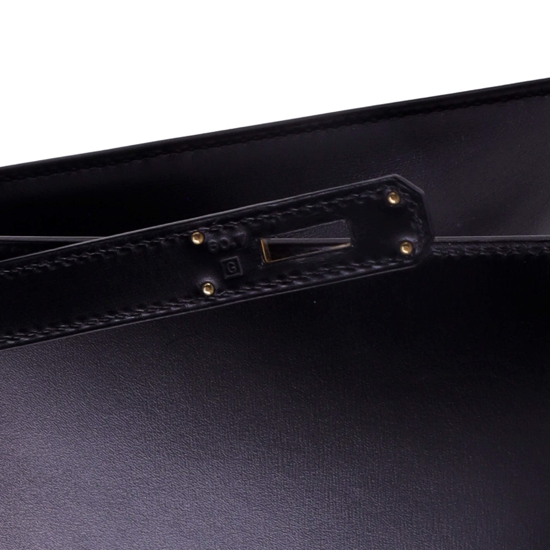 Pre-Owned Hermes Kelly Handbag Black Box Calf with Gold Hardware 32, Alternate, color, Noir