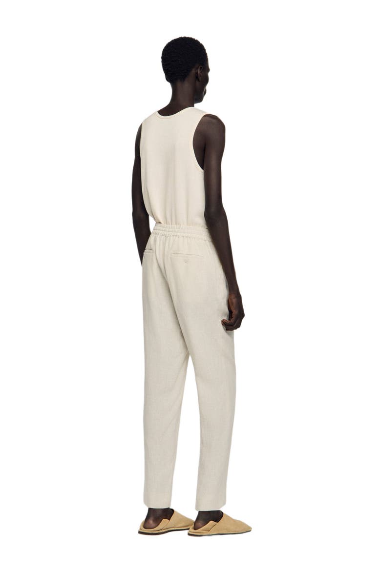 Elasticated linen trousers, Alternate, color, Ivory