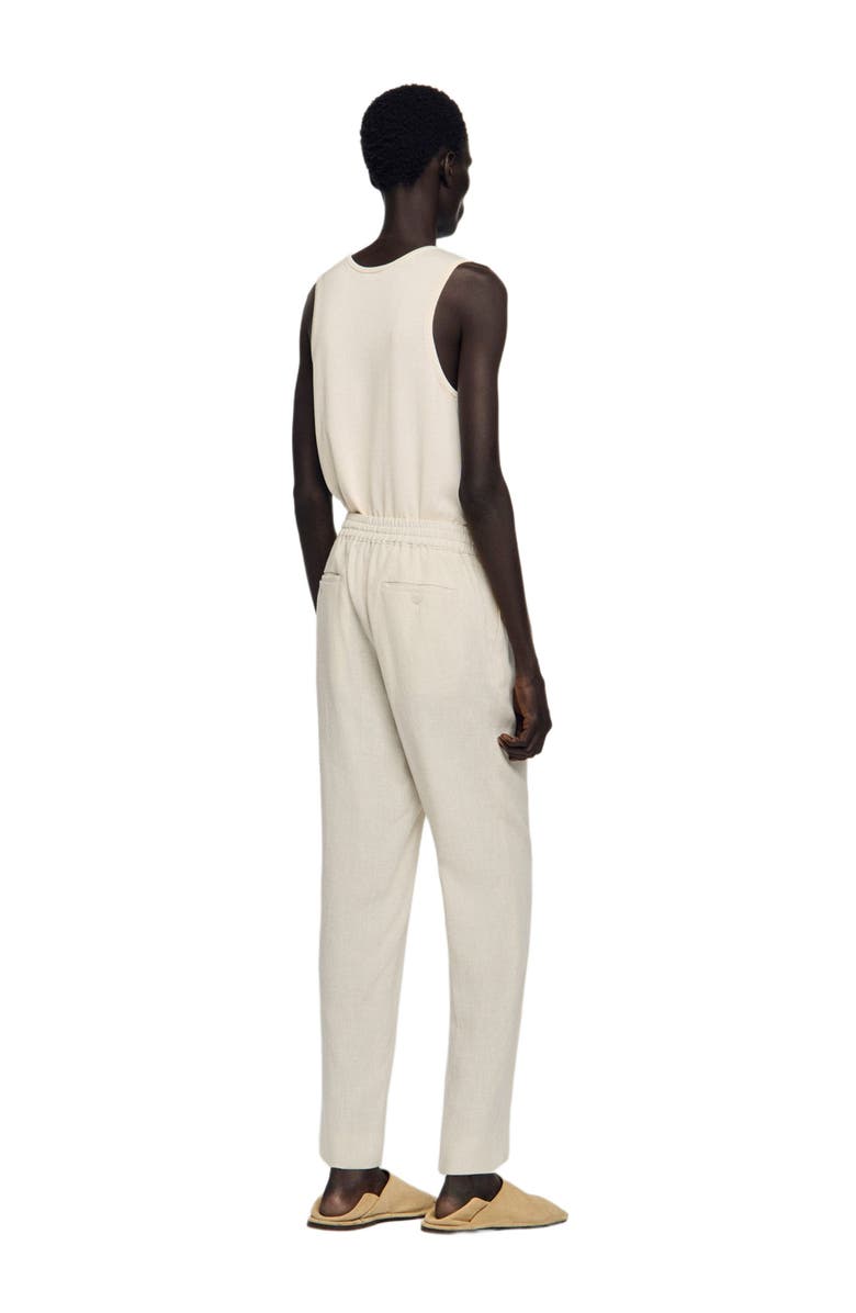 SANDRO Elasticated linen trousers, Alternate, color, Ivory