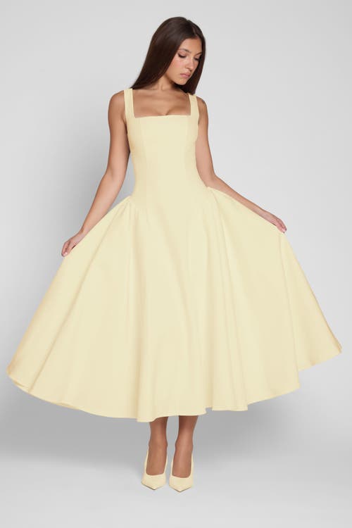 Leau Chloe Corset Midi Dress In Yellow