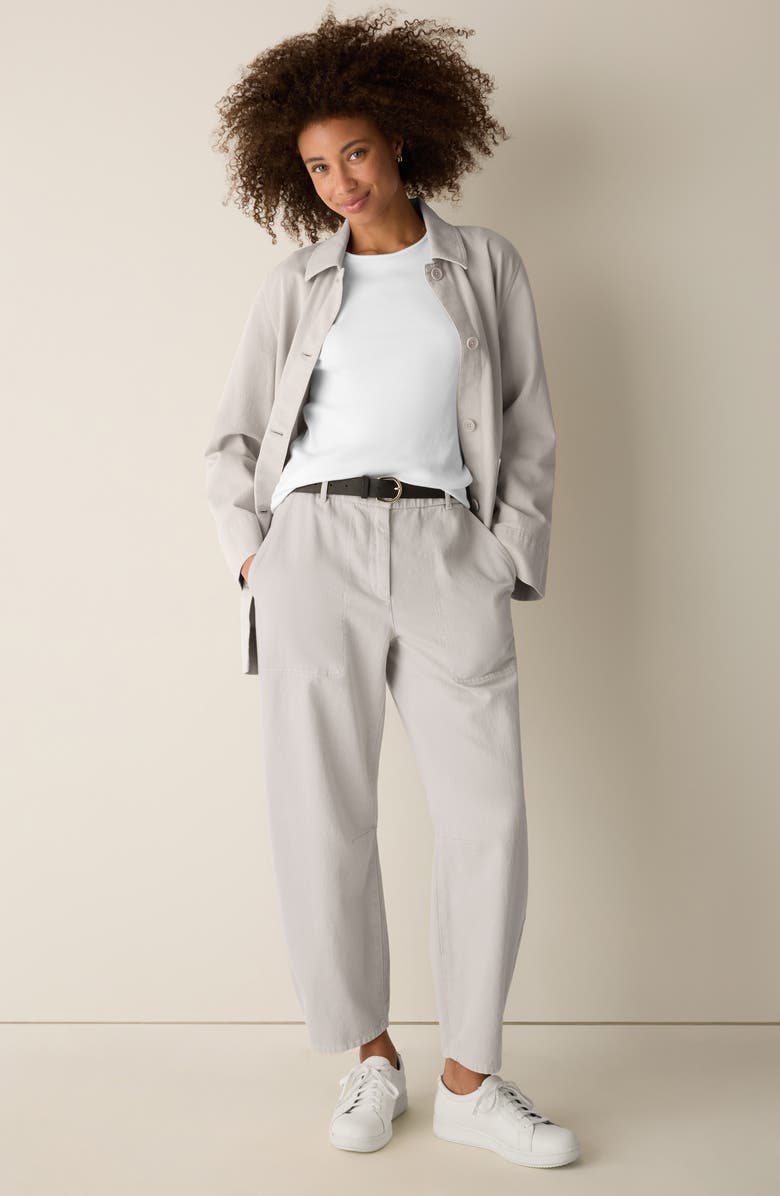 Eileen Fisher Organic Cotton Ankle Barrel Leg Pants, Alternate, color, Papyrus