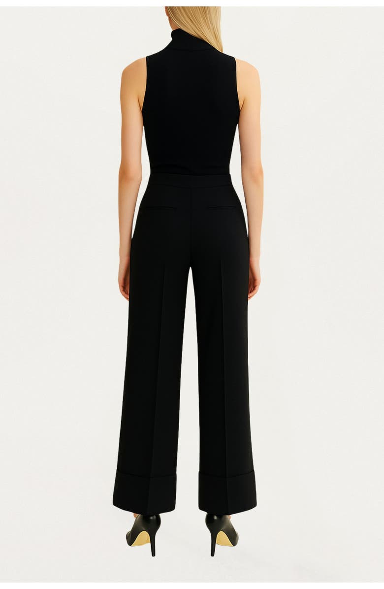 Nocturne Cuffed Wide-Leg Trousers, Alternate, color, Black