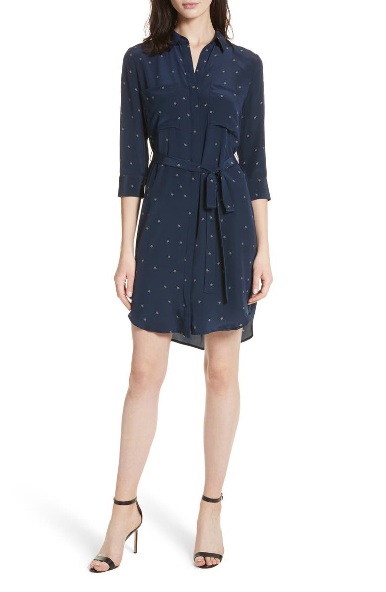 L'AGENCE Stella Star Print Silk Shirtdress, Main, color,