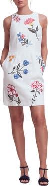 Boden Occasion Floral Embroidered Linen Sheath Dress