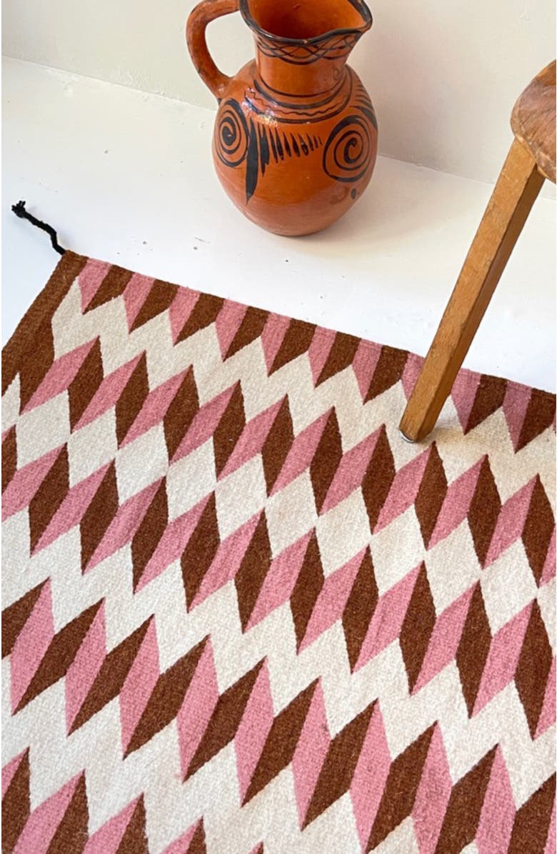 Archive New York Teo Pink and Umber Handwoven Flatweave Wool Rug, Alternate, color, Pink