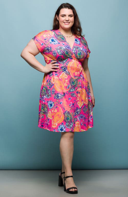 24seven Comfort Apparel Plus Size V-neck Empire Waist Knee Length Dress