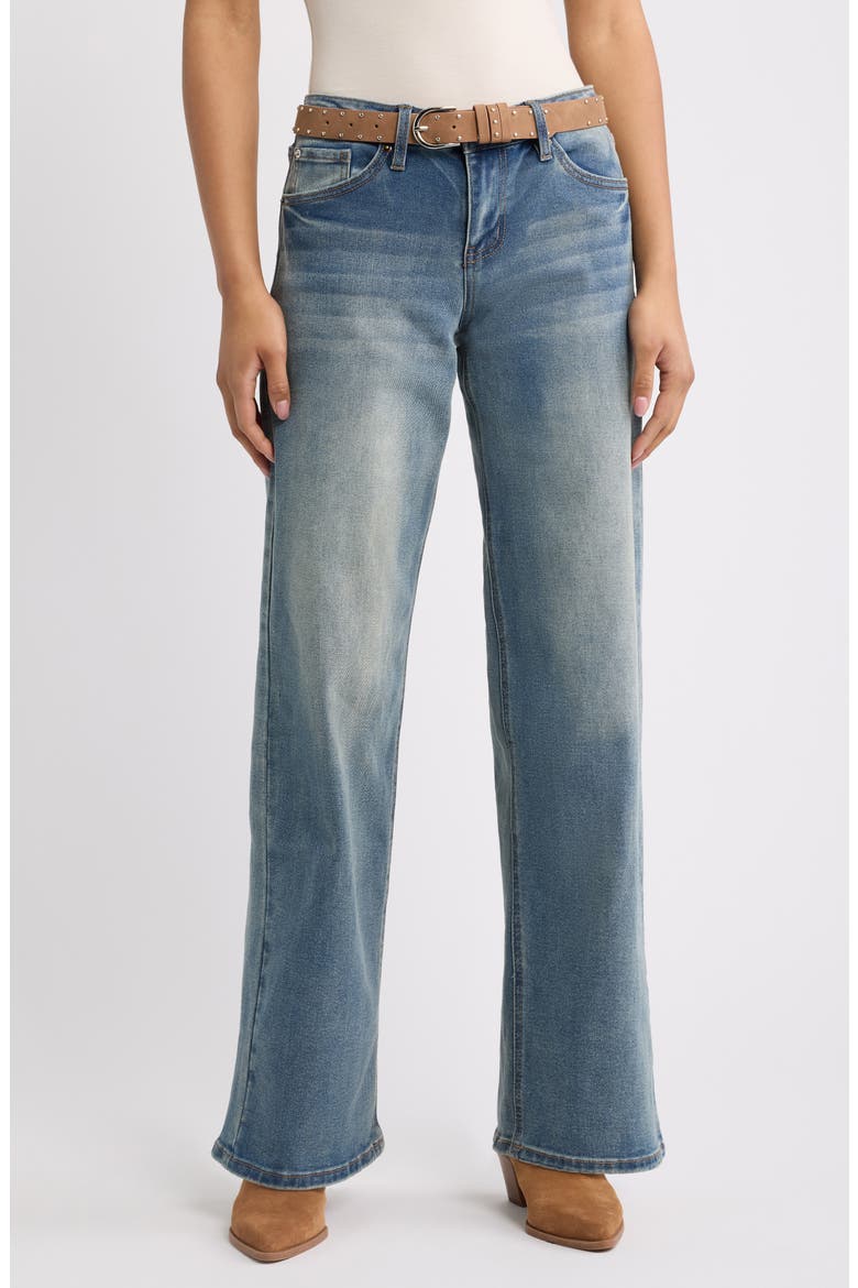 Britney Belted Wide Leg Jeans, Main, color, 35RT - TINTED VINTAG