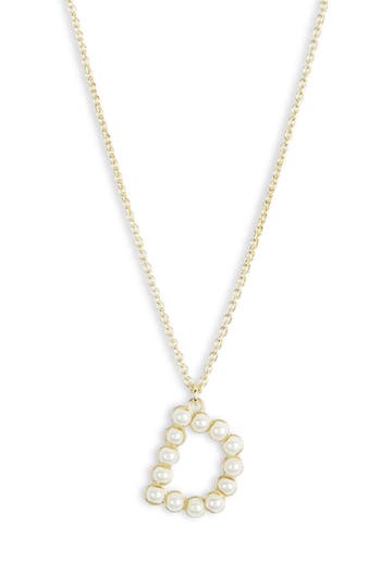Meshmerise Imitation Pearl Initial Pendant Necklace In Gold