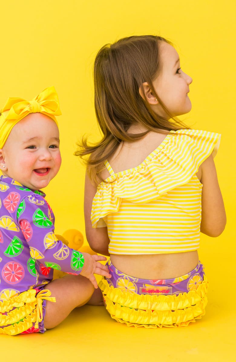 RuffleButts Kids' One-Shoulder Ruffle Two-Piece Swimsuit, Alternate, color, 