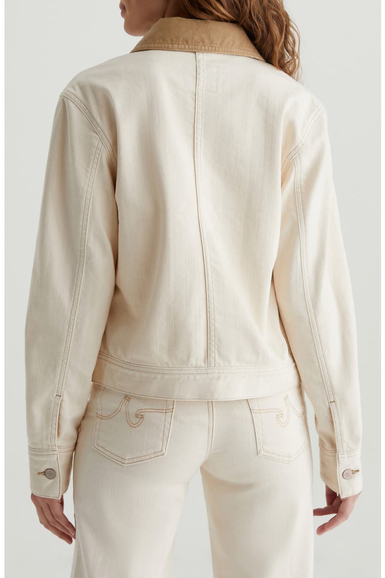 Jo Corduroy Collar Crop Denim Utility Jacket, Alternate, color, WHITE OAT/ SANDSTONE MIST