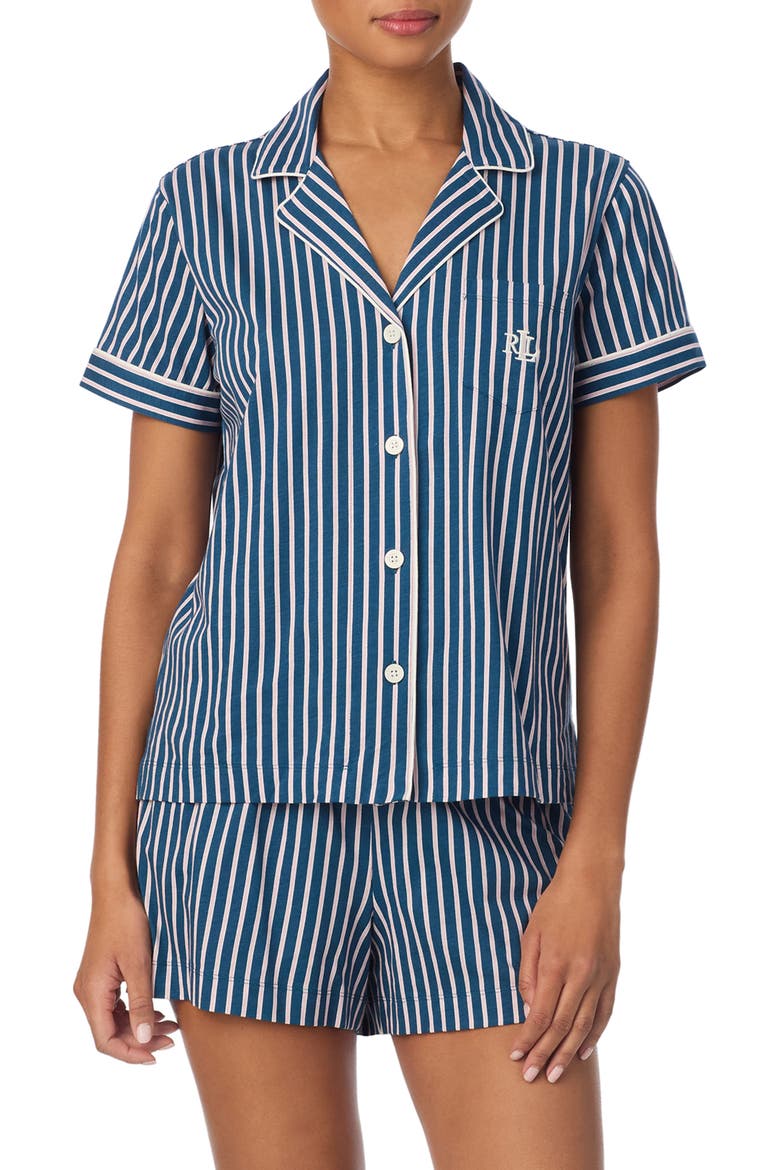 Print Cotton Blend Boxer Pajamas, Main, color, MULTI STRIPE
