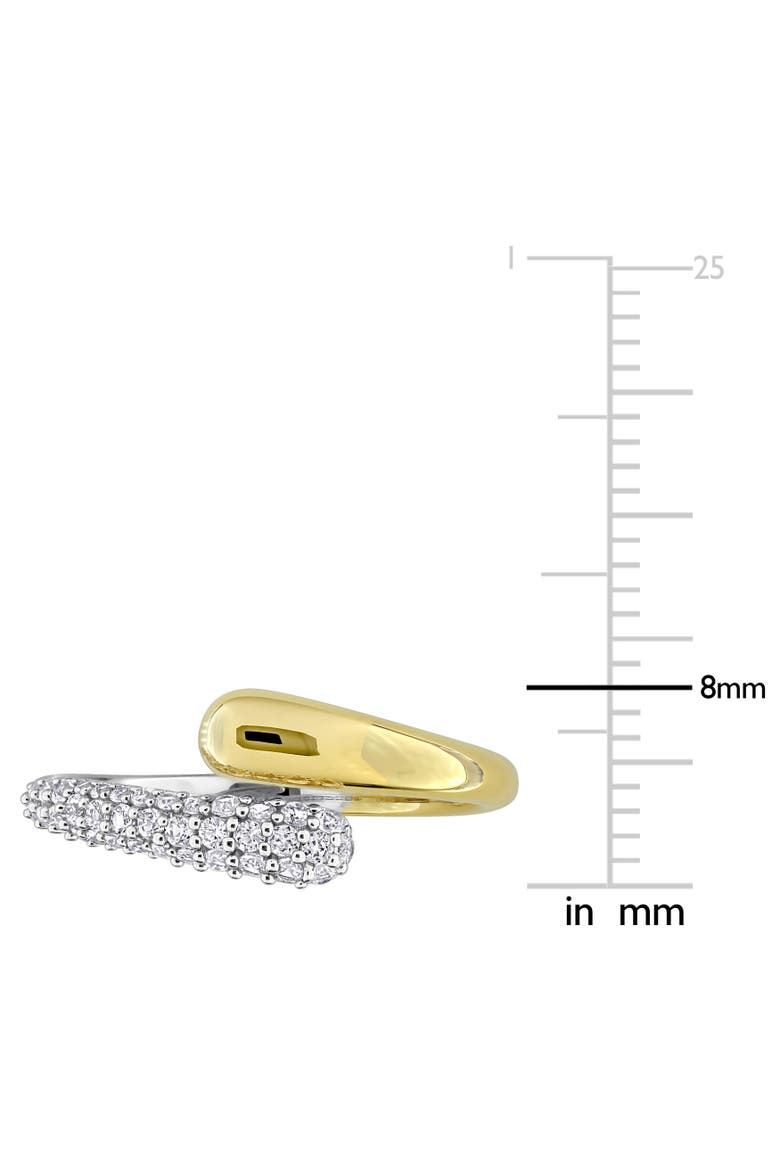 Created White Sapphire Bypass Ring Yellow Silver, Alternate, color, Yellow-Plated Sterling Silver