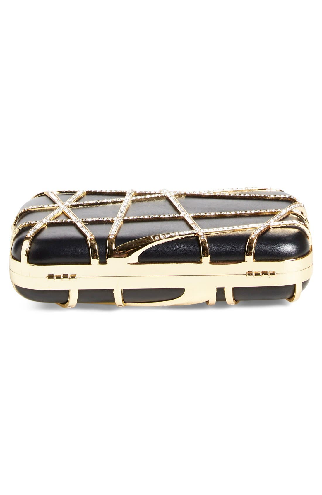 Tasha 'Deco' Crystal Box Clutch, Alternate, color, BLACK/ GOLD