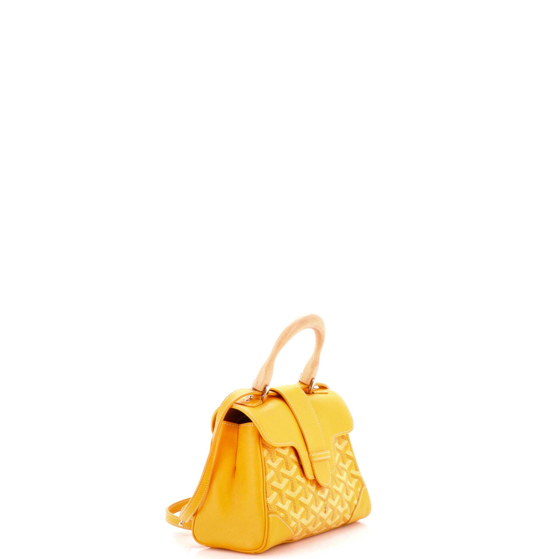 Saigon Top Handle Bag Coated Canvas with Leather Mini, Alternate, color, Yellow