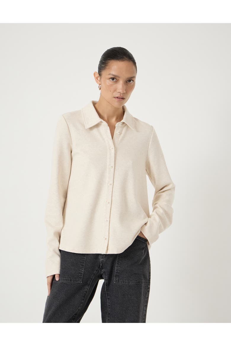 Noa Button A-Line Polo Top, Main, color, Oatmeal Marl