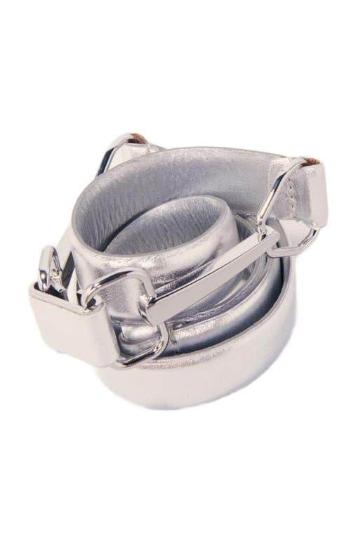 Maje Metallic Leather Belt In Silver