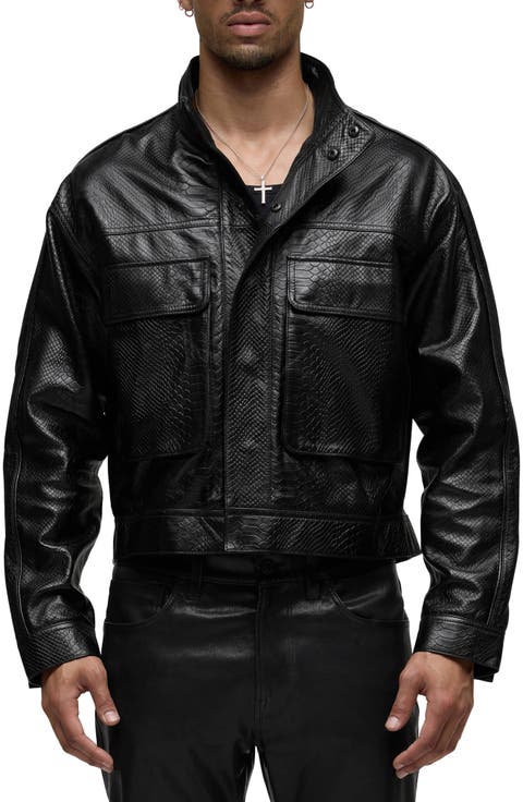 Python Embossed Leather Jacket