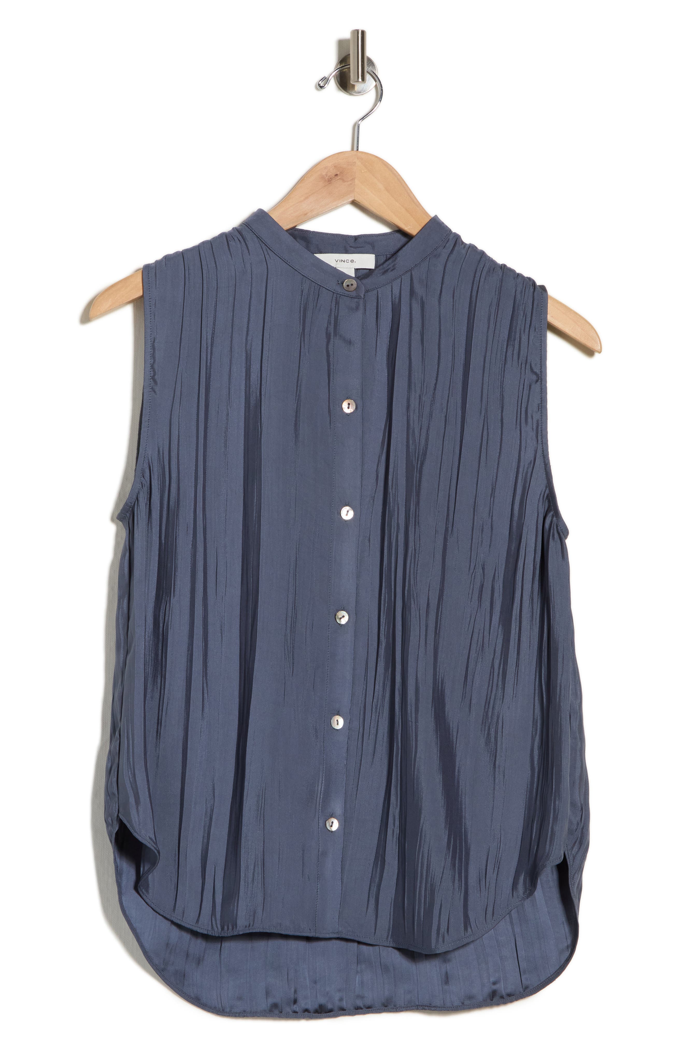 Vince Crinkled Band Collar Top