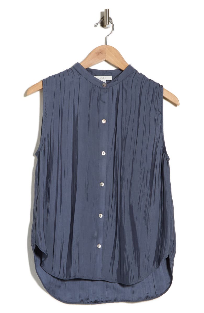 Vince Crinkled Band Collar Top, Main, color, Dark Water