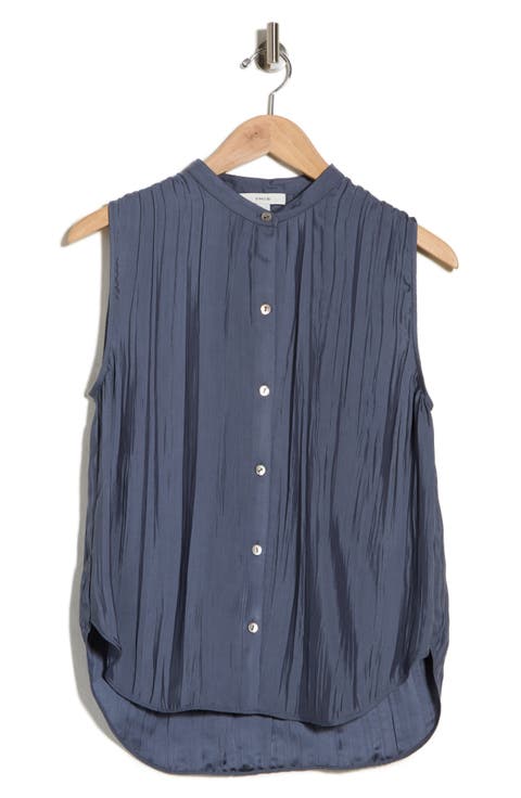 Crinkled Band Collar Top