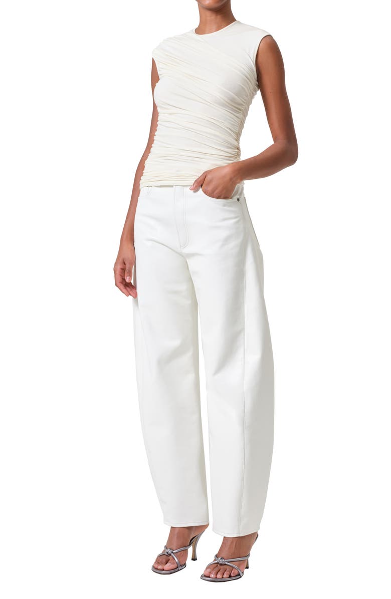 AGOLDE Ester Rib Ruched Tank, Alternate, color, Oat Milk