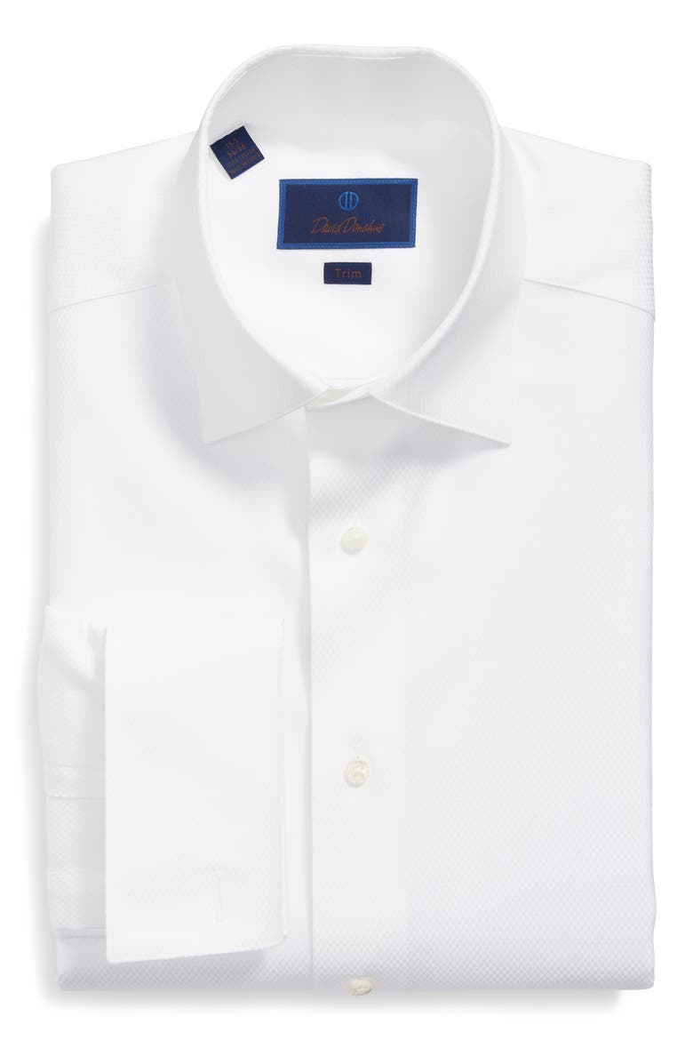 Trim Fit Solid French Cuff Tuxedo Shirt, Alternate, color, WHITE