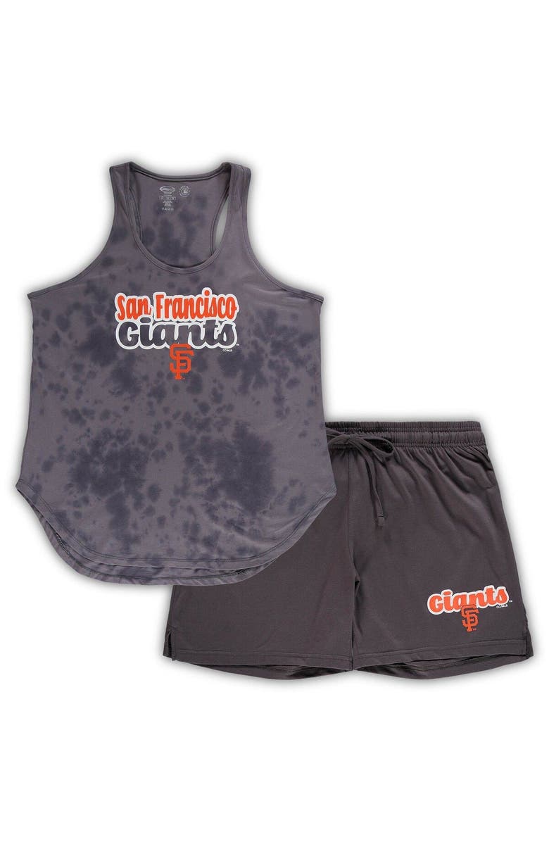 CONCEPTS SPORT Women's Concepts Sport Charcoal San Francisco Giants Plus Size Cloud Tank Top & Shorts Sleep Set, Main, color, Charcoal