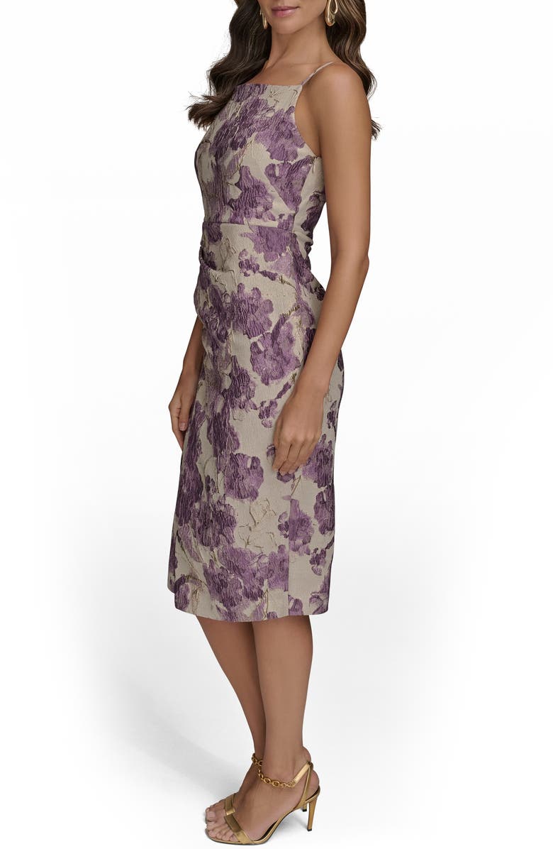 Donna Karan New York Floral Metallic Jacquard Midi Dress, Alternate, color,