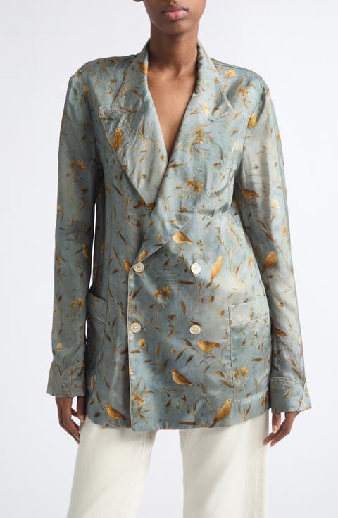 Ragged Oversize Doubled Breasted Satin Blazer