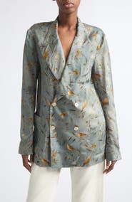 R13 Ragged Oversize Doubled Breasted Satin Blazer