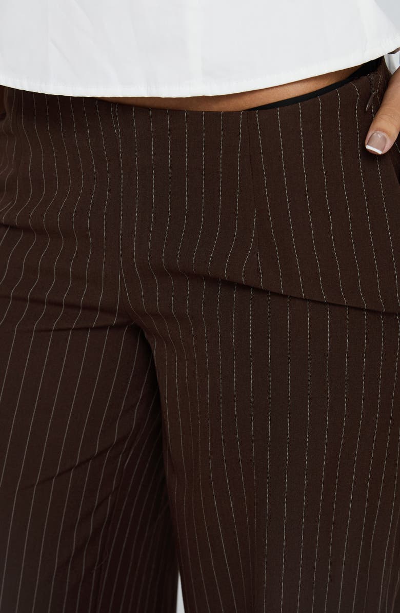 Princess Polly Khane Low Rise Wide Leg Pants, Alternate, color, Brown Pinstripe