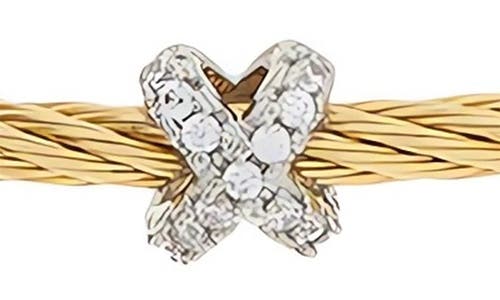 Juvell Two-tone Cubic Zirconia Station Bangle Bracelet