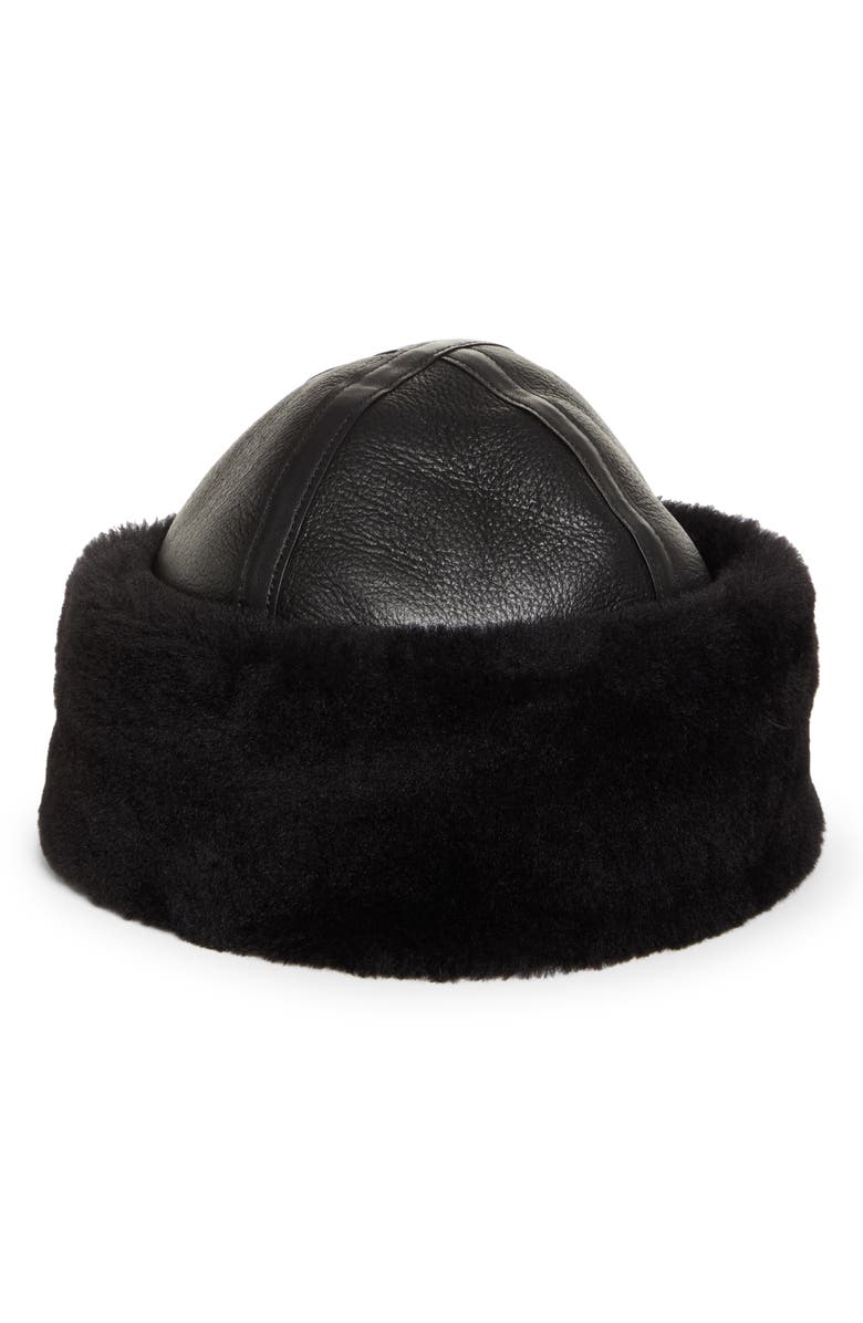 TOTEME Genuine Shearling Hat, Main, color, Black