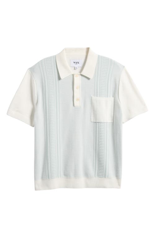 Wax London Turin Stripe Cotton Pocket Polo Sweater In White