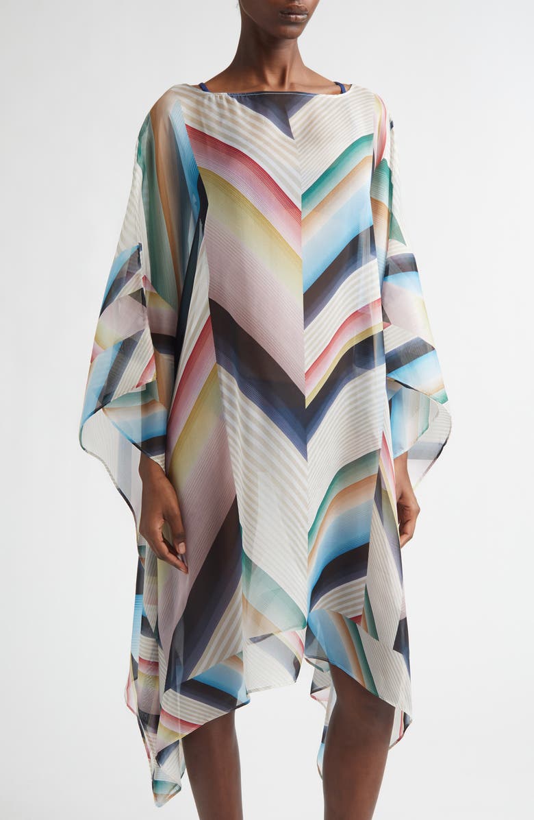 Missoni Chevron Print Silk Poncho, Alternate, color, 0001 Blue Multi