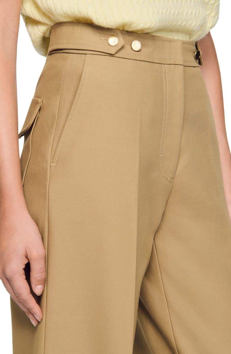 SANDRO Cotton suit trousers, Alternate, color, Beige