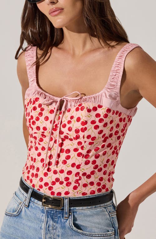 Astr The Label Floral Milkmaid Top In Cherry Print