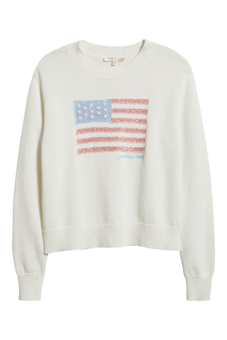 Sequin Flag Cotton Sweater, Alternate, color, POP ROCKET