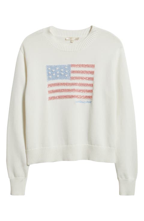 Sequin Flag Cotton Sweater