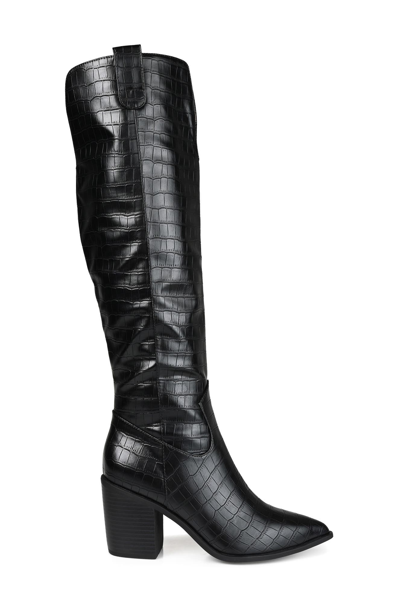 Journee Collection Therese Tall Croc Embossed Western Boot - Wide Calf, Alternate, color, 
