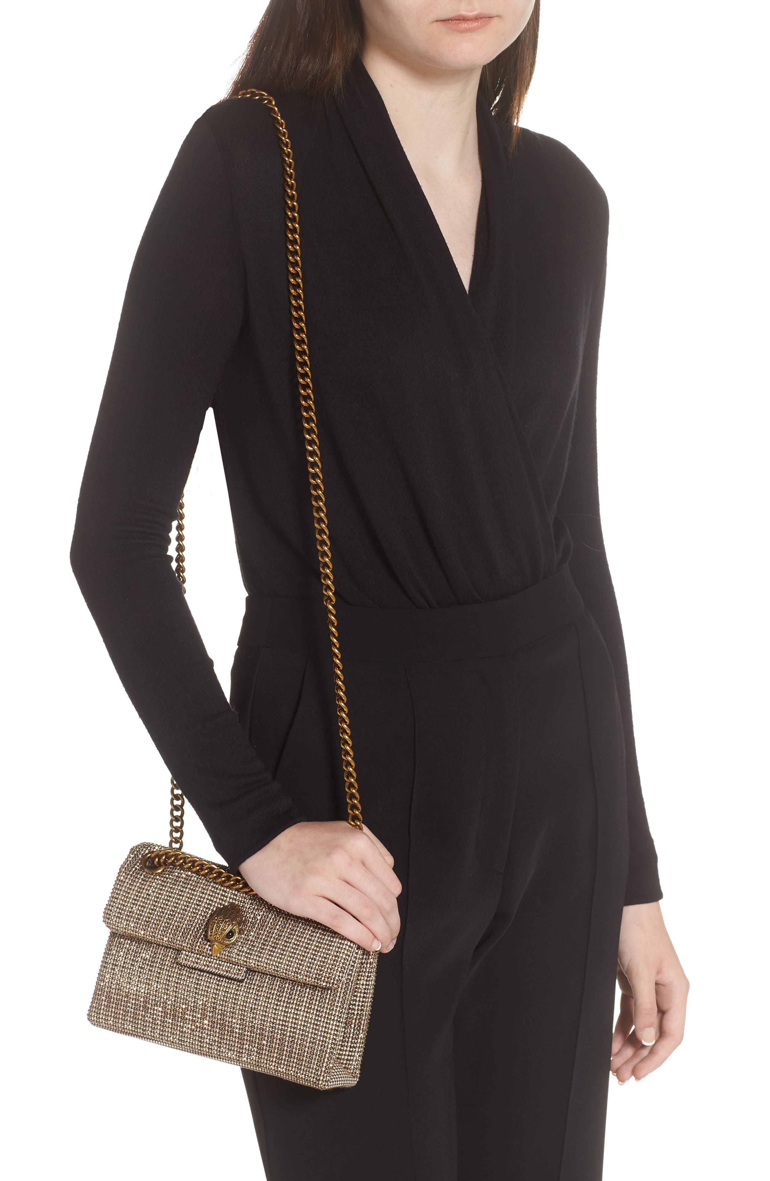 Kurt Geiger London Mini Kensington Tweed Crossbody Bag, Alternate, color, Dark Beige