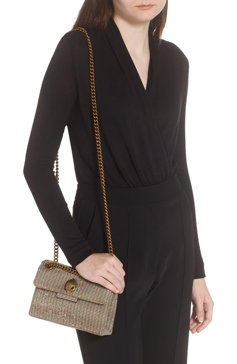 Kurt Geiger London Mini Kensington Tweed Crossbody Bag, Alternate, color, Dark Beige